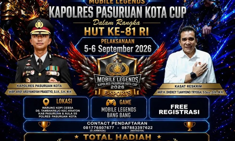 Kapolres Pasuruan Kota Cup 2026, Turnamen Mobile Legends Siap Adu Strategi dan Sportivitas