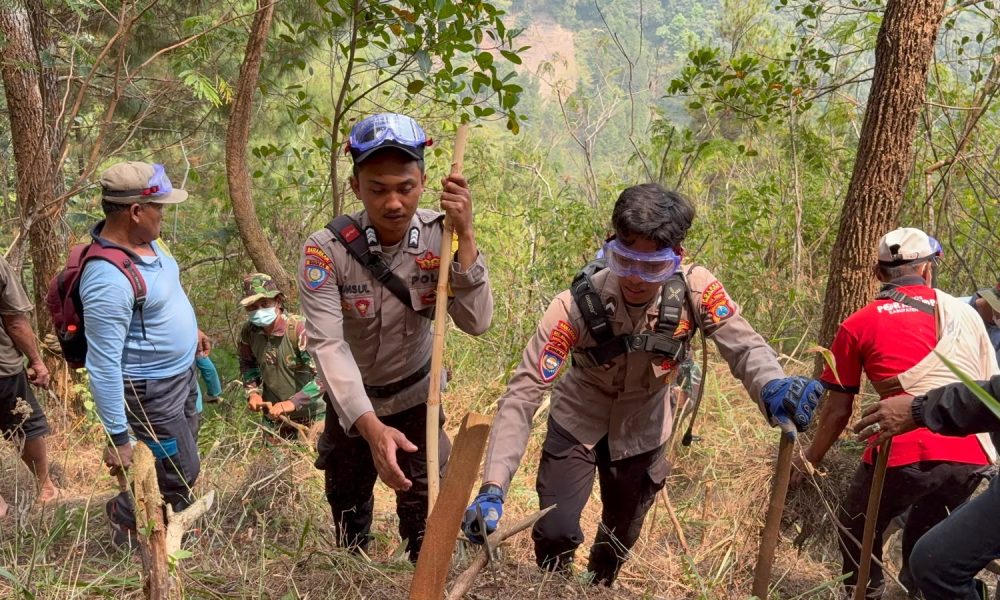 Gerak Cepat Polres Nganjuk dan Tim Gabungan Jinakkan Api, Karhutla di Gunung Wilis Padam